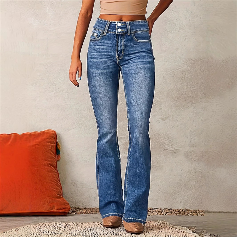 Women Shoes Jeans - 2025 Jeans elasticizzati lavati a vita