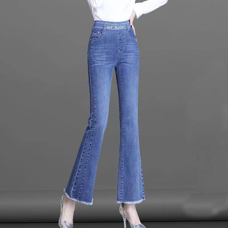 Women Shoes Jeans - Elastico in vita svasato a nove
