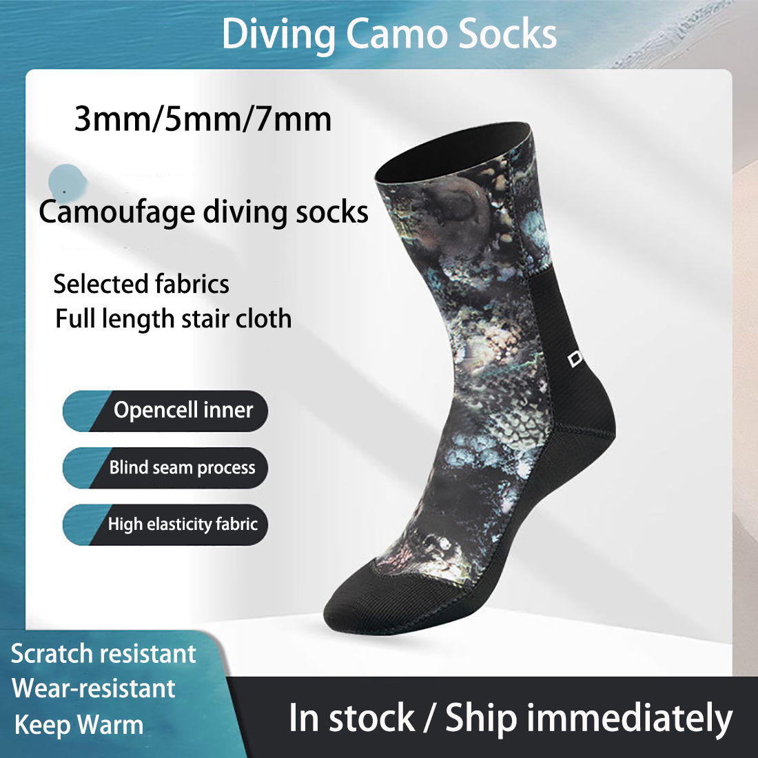 Women'S Shoes For Neuropathy - 3/5/7mm Neoprene Camo Calzini da sub