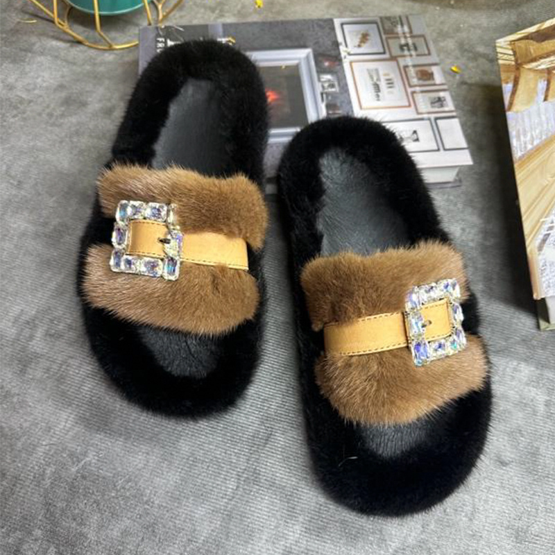 Women Shoes Mules - Ciabatte in Vera Pelliccia di Visone