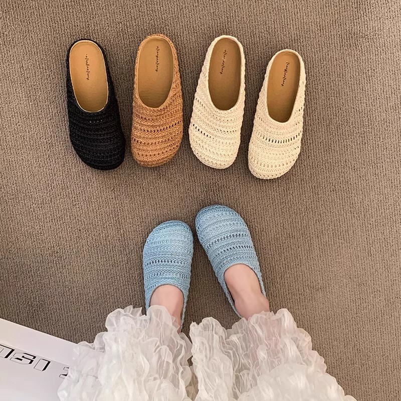 Women Shoes Mules - Ciabatte da donna in rafia intrecciata,