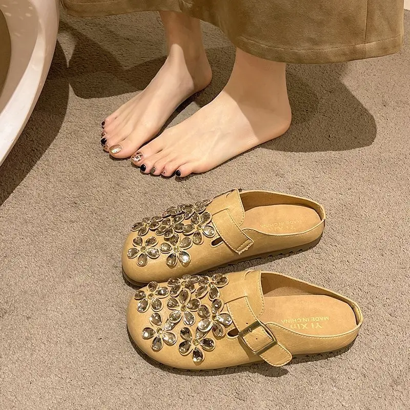 Women Shoes Mules - Zoccoli da Donna con Fibbia Floreale