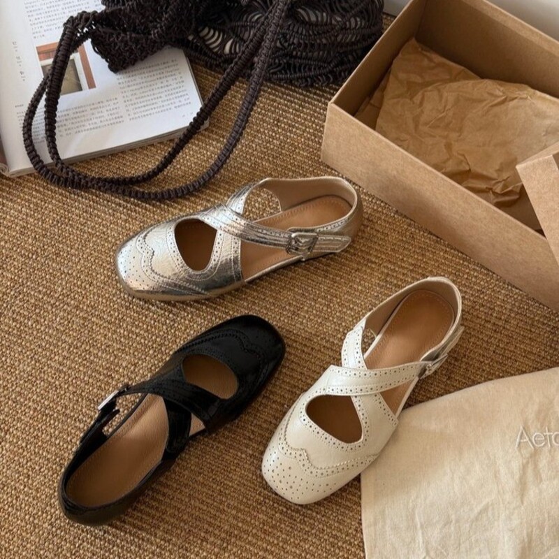 Loafer Flat Women - Scarpe Mary Jane retrò con intagli
