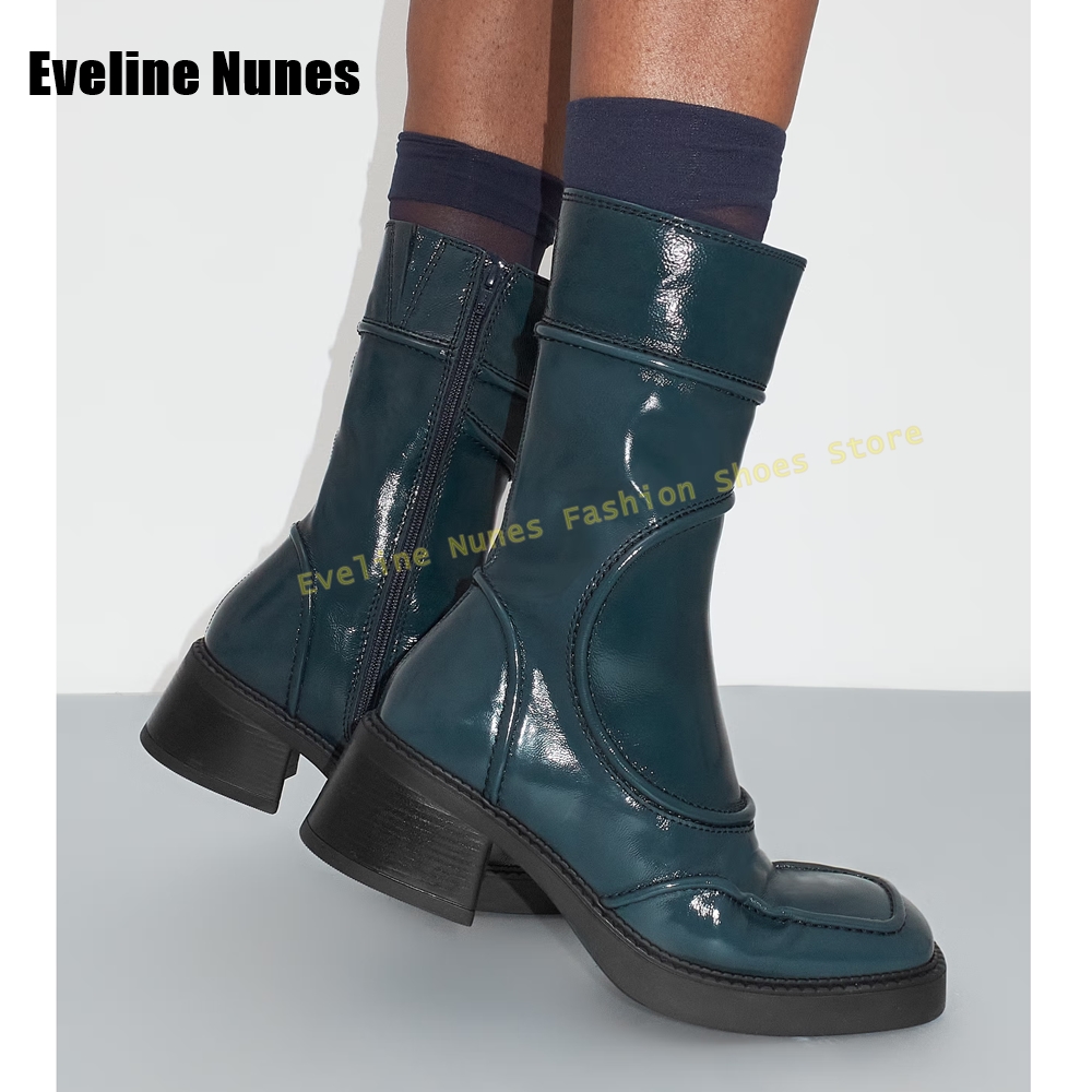 Women'S Shoes Navy Blue - Stivali moda punta quadrata blu scuro