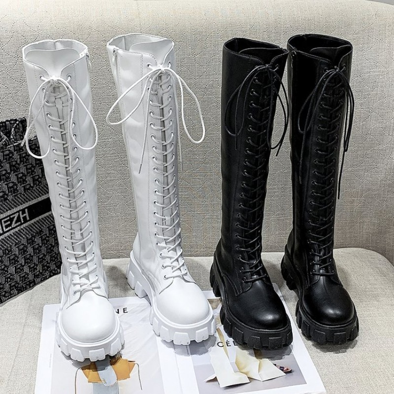 Knee High Boots Women - Stivali Alti da Donna con Lacci,