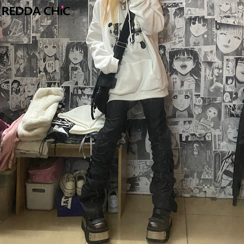 Women Shoes Jeans - REDDACHiC Goth Lolita pantaloni neri Casual