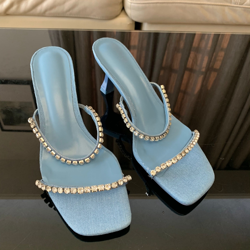 Denim Strass Sandali con tacco - Women Shoes Jeans recensione e prezzo