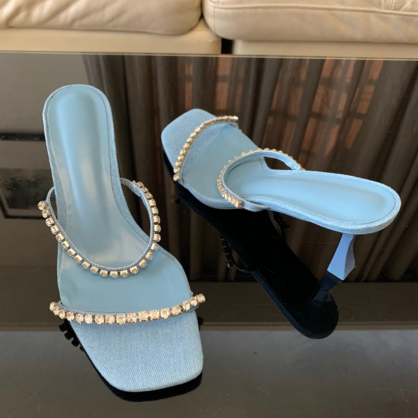Denim Strass Sandali con tacco - Women Shoes Jeans recensione e prezzo