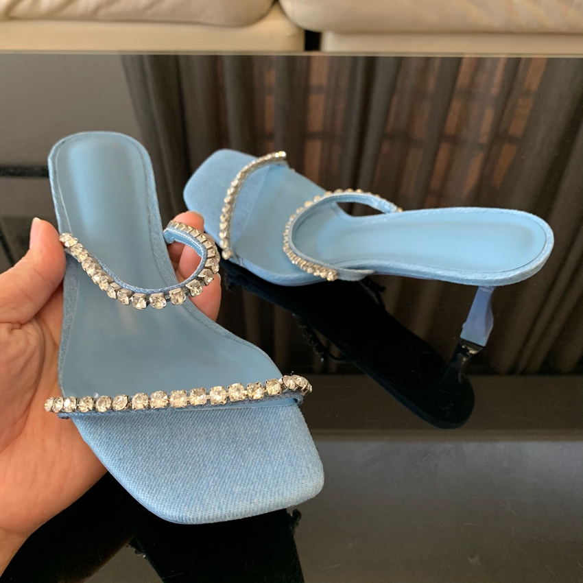 Denim Strass Sandali con tacco - Women Shoes Jeans recensione e prezzo
