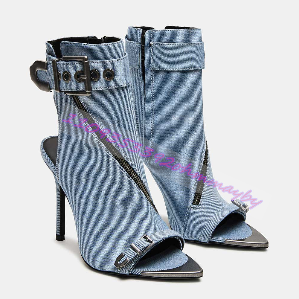 Stivali Estivi in Denim Blu a  - Women'S Shoes Navy Blue recensione e prezzo